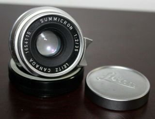 Vintage LEICA Summicron 35mm 1:2 M Mount 8 Element Lens With Caps 2