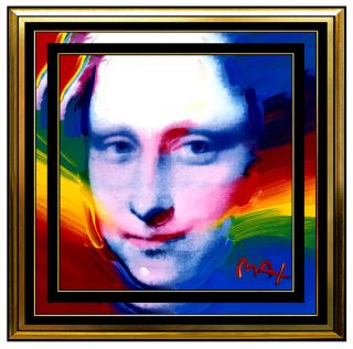 Peter Max Acrylic Painting Rare Mona Lisa Portrait Signed Pop Art Oil