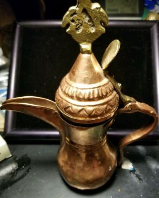 Antique Small Hammered Brass / Copper Islamic Jug Ewer Dallah Tombak 9 "