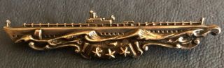 Us Wwii Navy Submarine Combat Patrol Pin,  Sterling Silver,  Pinback