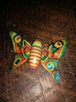 Vintage Fine Colorful Litho Print Tin Butterfly Toy