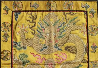 Antique Chinese 19th Century Kesi Silk Dragon Panel Imperial Yellow ESTATE FIND 5