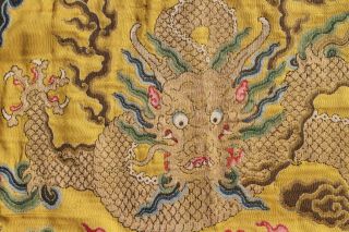 Antique Chinese 19th Century Kesi Silk Dragon Panel Imperial Yellow ESTATE FIND 7