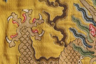 Antique Chinese 19th Century Kesi Silk Dragon Panel Imperial Yellow ESTATE FIND 9