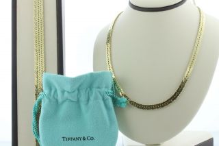 Vintage Tiffany & Co.  14k 585 Gold Germany Chevron Link Necklace & Bracelet Set