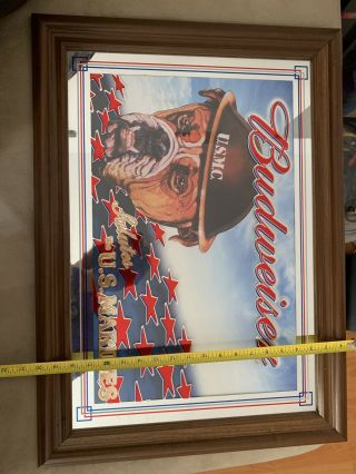 Budweiser Salutes The US Marine Corps Bar Mirror Rare Vintage 24 