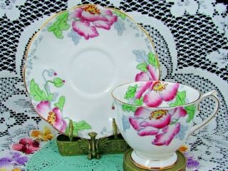 ROYAL ALBERT POPPYLAND HAND PAINTED POPPIES PINK TEA CUP AND SAUCER 2