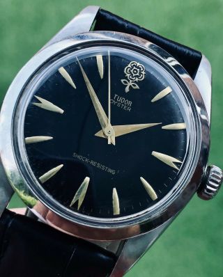 Tudor Rolex Oyster Ref 7934 Vintage Mechanical Steel Mens Big Rose 34mm Watch