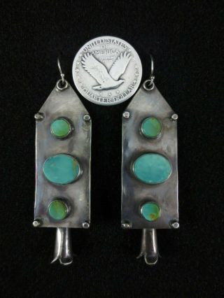 Antique Navajo Earrings - Coin Silver And Turquoise