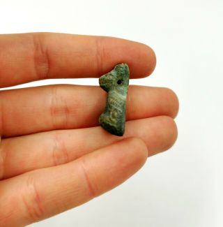 LARGE UNUSUAL CA.  1300 BC EGYPTIAN FAIENCE CAT AMULET - WEARABLE - R213 2