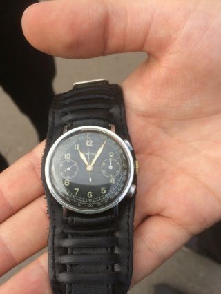 Lemania Vintage Rare Cal 15tl Wristwatch Chronograph Military Ww2 Circa 1940