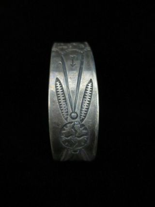 Antique Navajo Bracelet - Coin Silver Cuff 4