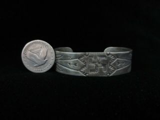Antique Navajo Bracelet - Coin Silver Cuff 9