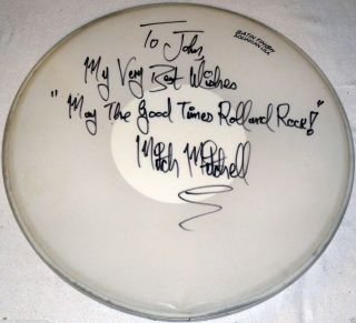 Jimi Hendrix Experience Signed Autographed Mitch Mitchell Drum Head W/inscr Rare