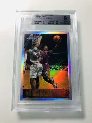 Michael Jordan 1996 Topps Chrome Refractors Bgs 9 Centered No Line Rare 90s Card