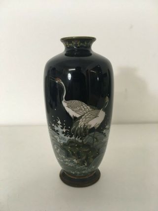 Japanese Cloisonne Vase Meiji Cranes Design