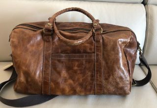 NWT $299 Patricia Nash Milano Cognac Distressed Vintage Leather XL Weekender 2