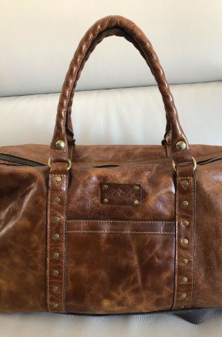 NWT $299 Patricia Nash Milano Cognac Distressed Vintage Leather XL Weekender 4