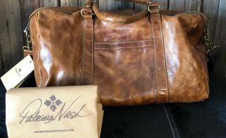 NWT $299 Patricia Nash Milano Cognac Distressed Vintage Leather XL Weekender 6