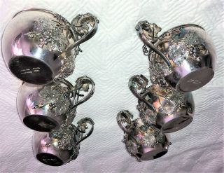 Set Of 6 Fabulous Vintage Schleissner Hanau Sterling Silver Punch Cups Germany 1