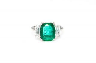 Rare $75,  000 Kwiat Ashoka Signed Gia 6ct Colombian Emerald Diamond Platinum Ring