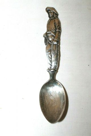 A Giant Cactus Cowgirl Tucson Arizona Sterling Souvenir Spoon