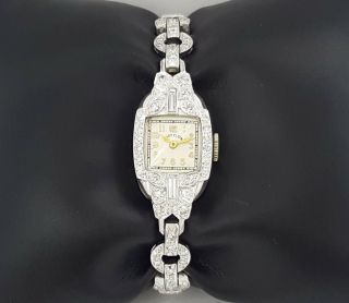 Vintage Lady Elgin 1.  5 Ct Diamond Platinum & 14k White Gold Watch