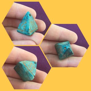 Rare Ancient Egyptian Blue Pyramid Amulet,  300 Bc