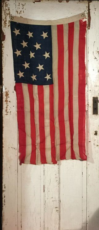 Rare Authentic Antique 13 Star United States Flag Civil War Entirely Hand Sewn 2