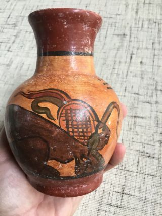 Pre Columbian Mayan Portrayal,  Polychrome Vase,  Very Attractive Piece 2