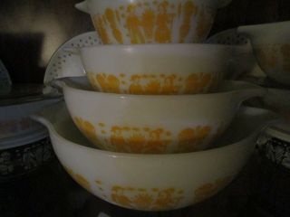 Vintage Pyrex Pumpkin Amish Butterprint Cinderella Mixing Bowl Set 10