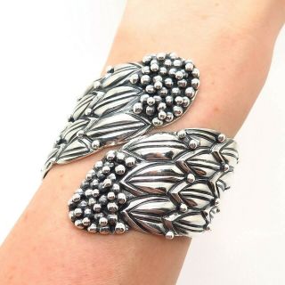 Margot De Taxco Mexico Sterling Silver Designer Cornflower Clamper Cuff Bracelet