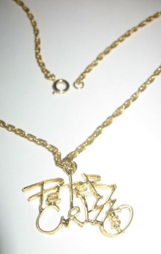 Vintage 1978 Kiss Peter Criss Signature Necklace Aucoin Era Gold Color