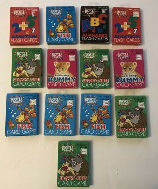 1993 Bicycle Card Games And Flash For Kids - Crazy Apes Zoo Rummy Fish Math
