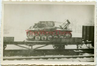 Wwii Photo - 29th Infantry Divison - Captured German Panzer Ii Tank On Rail Cart