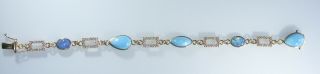Estate Turquoise,  Opal And.  80 Ct.  Diamond Bracelet 14k Gold 7” 12.  1 Gm NR 3