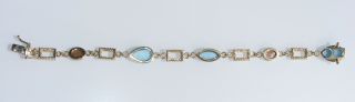Estate Turquoise,  Opal And.  80 Ct.  Diamond Bracelet 14k Gold 7” 12.  1 Gm NR 4