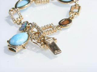 Estate Turquoise,  Opal And.  80 Ct.  Diamond Bracelet 14k Gold 7” 12.  1 Gm NR 5
