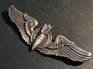 Wwii Vintage Us Army Air Forces Bombardier Wings Sterling Meyer Pin Badge E24