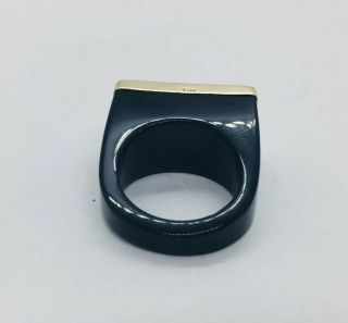Vintage 14k Yellow Gold Black Onyx & Blue Turquoise Modernist Ring Size 7 3
