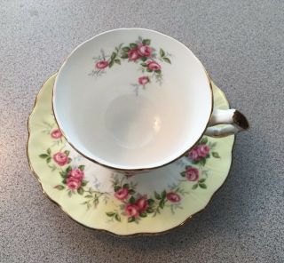 Aynsley Bone China Pale Yellow & PINK ROSES Tea Cup and Saucer 4