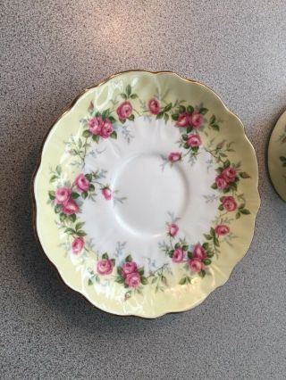 Aynsley Bone China Pale Yellow & PINK ROSES Tea Cup and Saucer 5