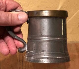 Antique English Brass Rim Pewter Mug,  Tankard,  1/2 Pint,  Englefields,  C.  1900