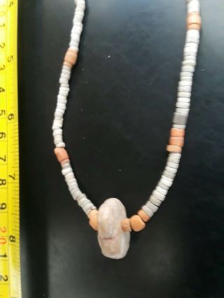 Ancient Antique Pre - Columbian Hand Cut Stone Bead Tairona Culture 16 " Necklace
