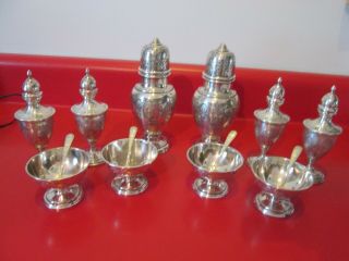 Rare Antique Kirk - Solid Sterling - 14 Pc Matching Shakers & Salts Table Set