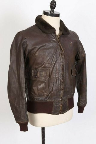 Vintage 70s Usn Us Navy G - 1 Goatskin Leather Flight Coat Jacket Usa Size 46