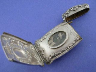 Rare Victorian Sterling Silver Match Safe W/ Hidden Photo Ornate