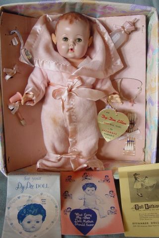 Effanbee Vintage Rubber Dy - Dee Ellen Baby Doll Near With Accessories