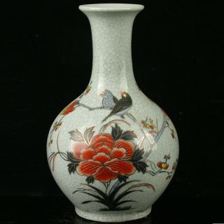 China Porcelain Hand - Painted Flower And Bird Vase Mark As The Qianlong R1091