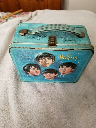 Vintage 1965 The Beatles Aladdin Metal Lunchbox With Thermos.